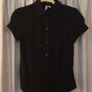 Women's Black Cap-Sleeved Blouse: Size XS